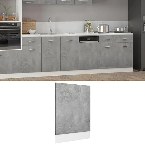 vidaXL Panneau de lave-vaisselle Gris béton 45x3x67 cm Aggloméré