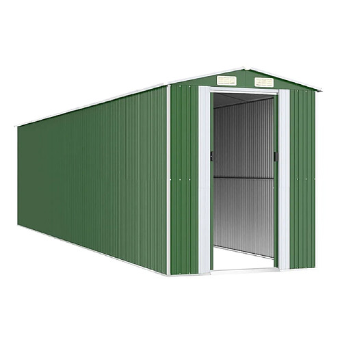 Helloshop26 Abri de jardin cabane cabanon maison de stockage remise extérieur hangar outils robuste 192 x 855 x 223 cm acier galvanisé vert 02_0022369