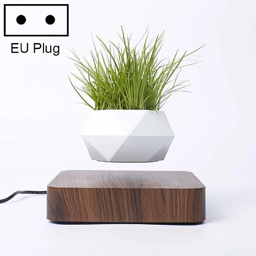 Wewoo Diamant En Plastique Pot De + Bois Sombre Base De Lévitation Magnétique Plante Décoration De La MaisonEU Plug