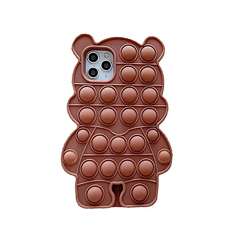 Universal Push Pop Brown Bear Shape Silicone Case pour iPhone 11 Pro Max