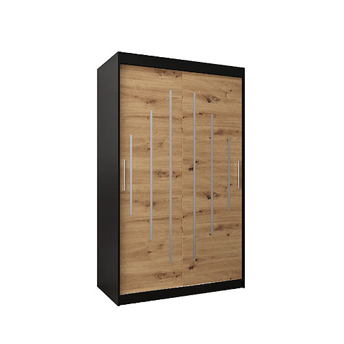 Abiks Meble Armoire YORK À Portes Coulissantes 200/120/62 2 Portes (Noir/Artisan)