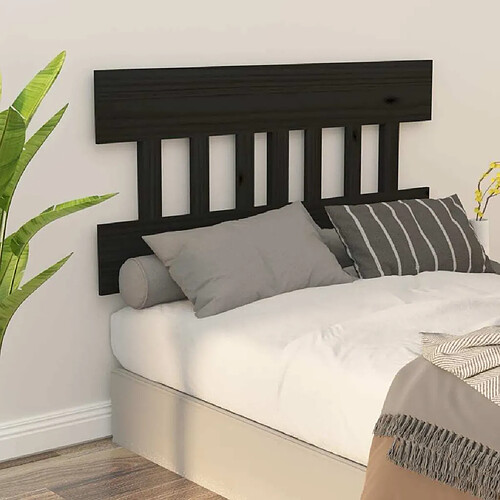 Maison Chic Tête de lit scandinave,Meuble de chambre Noir 163,5x3x81 cm Bois massif de pin -MN74668