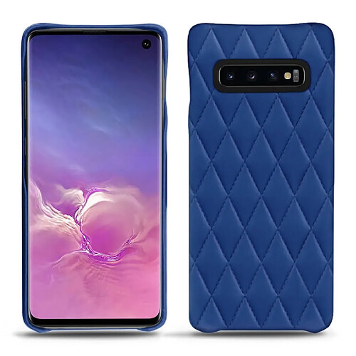 Coque cuir Samsung Galaxy S10 - Coque arrière - Bleu océan - Couture ( Nappa - Pantone #15458a) - NOREVE