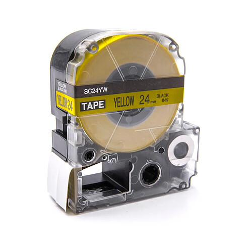 Cassette à ruban vhbw 24mm pour Epson LW-700, LW-900P, OK500P, OK720, OK900P. Remplace: LC-6YBW, SC24YW.