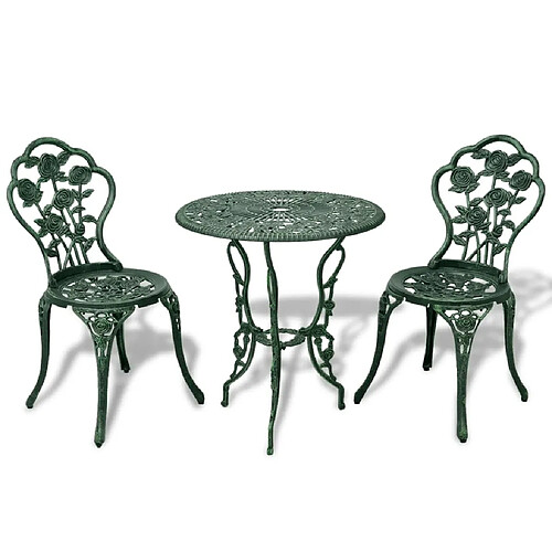 vidaXL Ensemble de bistro 3 pcs Aluminium coulé Vert