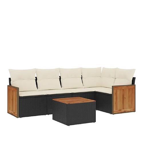 Maison Chic Salon de jardin 6 pcs avec coussins | Ensemble de Table et chaises | Mobilier d'Extérieur noir résine tressée -GKD19835