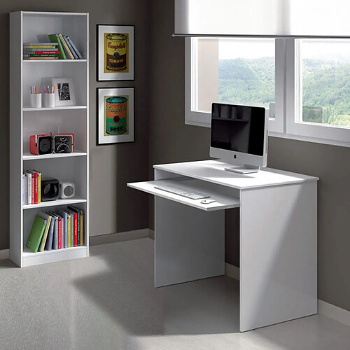 Dansmamaison Bureau avec tablette coulissante Blanc - DESKOU