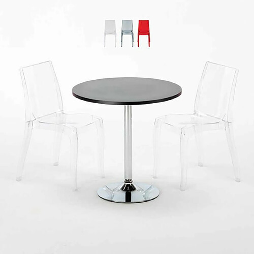 Grand Soleil Table carré et ronde avec 2 Chaises colo