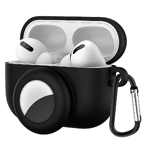 Universal AirPods Pro Silicone Case avec support d'airtag noir