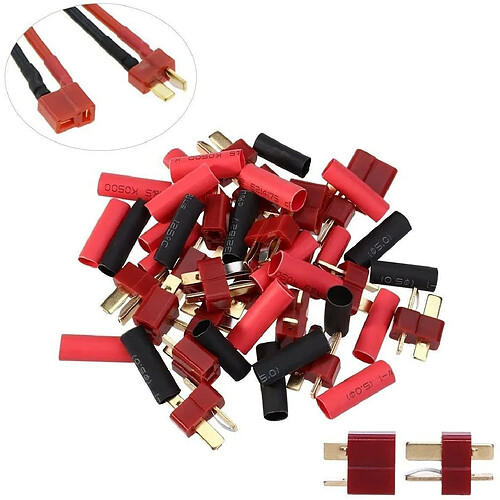 20 Connecteurs T-Plug Couple Deans Style avec 40 Pièces Tube Thermorétractable pour Batterie LiPo RC