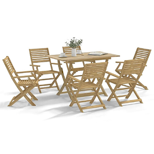 vidaXL Ensemble à manger de jardin 7 pcs Bois d'acacia solide