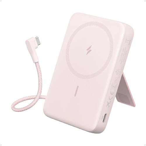 SANAG Zolo Power Bank Magnétique, Batterie Externe Portable 10000Mah Sans Fil Avec Recharge Rapide 30 W ., Câble Usb-C Intégré Et Support Ajustable, Pour Iphone Séries 15/14, Airpods, Et Bien Plus