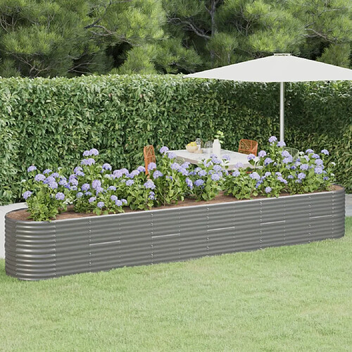 vidaXL Lit surélevé de jardin Acier enduit de poudre 440x80x68 cm gris