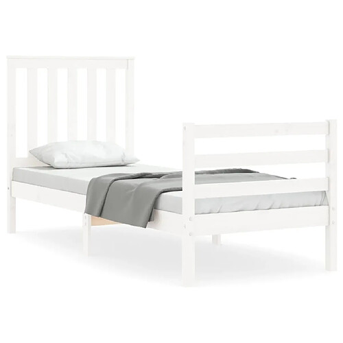 Maison Chic Cadre/structure de lit avec tête de lit pour adulte - Lit Moderne Chambre blanc petit simple bois massif -MN83196