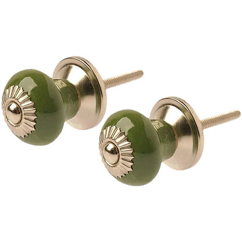 Tranquillo Boutons de porte céramique et laiton (Lot de 2) kaki