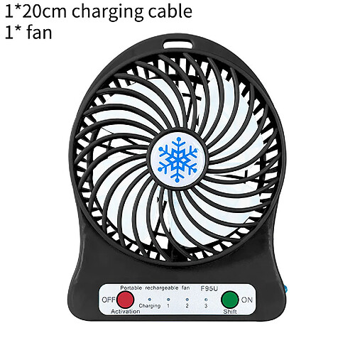 (Noir) Ventilateur de Bureau Usb Mini Trois Vitesses Portable Compact Couleur Unie Été Silencieux