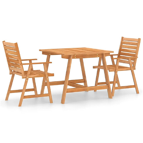 Maison Chic Salon de jardin de salle à manger 3 pcs,Table et Chaises d'extérieur,Mobilier de jardin Bois d'acacia solide -MN94551