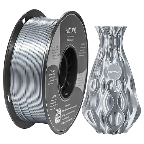 None Filament PLA ERYONE Ultra Silk pour Imprimante 3D 1 kg (2,2 lbs) / Bobine - Argent