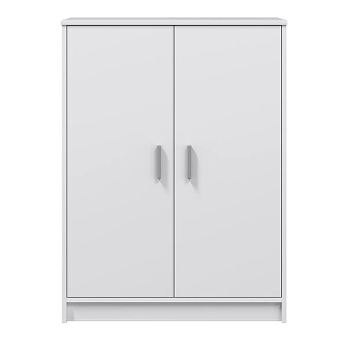 Pegane Armoire à Chaussures avec 2 portes coloris blanc - hauteur 101 x profondeur 36 x largeur 75 cm