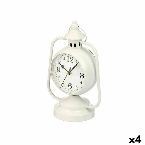 Gift Decor Horloge de table Lampe Blanc Métal 17 x 25 x 11,3 cm (4 Unités)