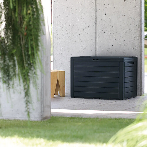 Cemonjardin Coffre en plastique effet bois noir 280L