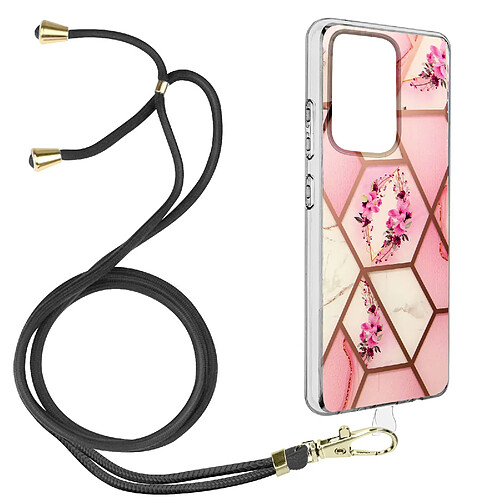 Avizar Coque Samsung Galaxy S21 Ultra Motif géométrique Cordon Amovible rose