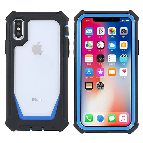 Coque en TPU + acrylique anti-rayures, détachable 2-en-1 noir/bleu pour votre iPhone X/XS 5.8 pouces