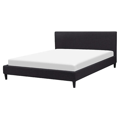 Beliani Lit double en tissu noir 160x200 cm FITOU