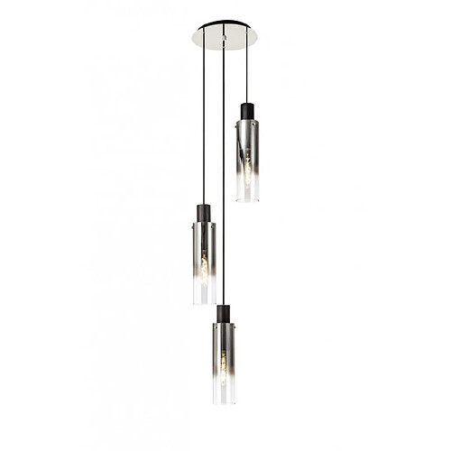 Luminaire Center Suspension 3 ampoules Chrome noir,poli