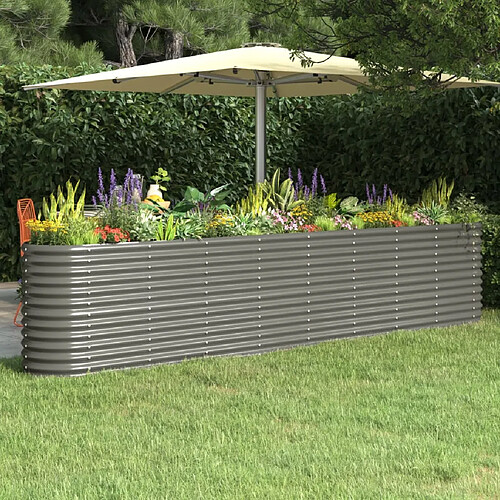 vidaXL Lit surélevé de jardin Acier enduit de poudre 332x40x68 cm gris