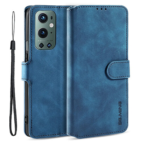 Dg.Ming Etui en PU Vintage avec support bleu pour votre OnePlus 9 Pro