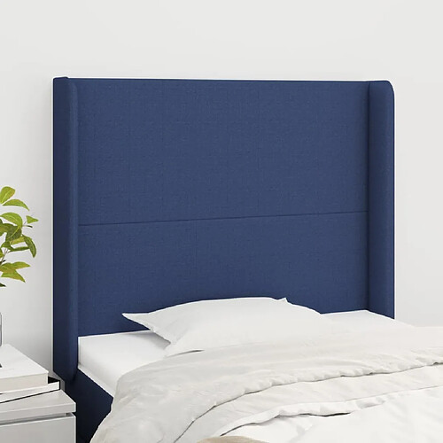 Maison Chic Tête de lit scandinave avec oreilles,meuble de chambre Bleu 103x16x118/128 cm Tissu -MN62456