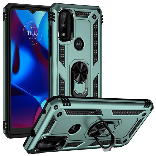 Coque en TPU anti-rayures, antichoc avec béquille vert noirâtre pour votre Motorola G Pure