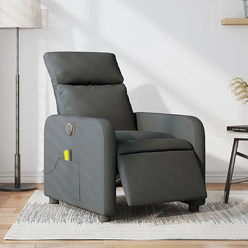 vidaXL Fauteuil inclinable de massage électrique gris foncé tissu