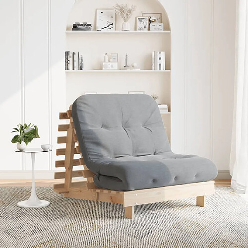 vidaXL Canapé-lit futon avec matelas 80x206x11 cm bois massif de pin