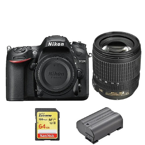 NIKON D7200 KIT AF-S 18-105MM F3.5-5.6G ED VR + 64GB SD card + EN-EL15B Battery