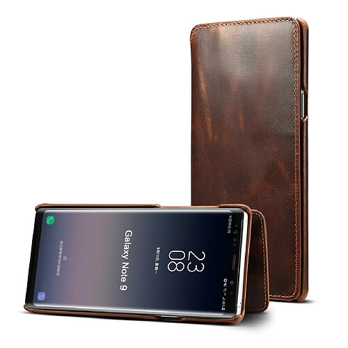 Wewoo Housse Coque Pour Galaxy Note9 Denior Oil Wax Cuir de vachette Étui en à rabat horizontal simple avec fentes cartes et portefeuille marron