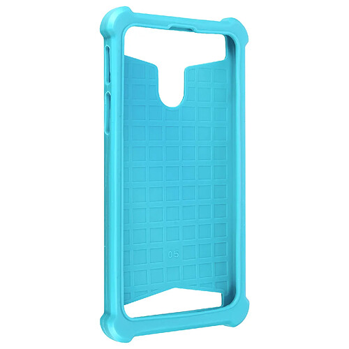 Avizar Coque Téléphone 5.3'' à 5.5'' Silicone Gel Coins Bumper Dos Effet Cuir Turquoise