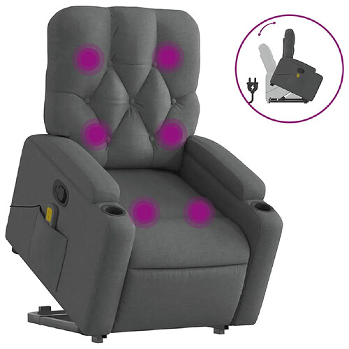 Maison Chic Fauteuil Relax pour salon, Fauteuil de massage inclinable Gris foncé Tissu -GKD83949