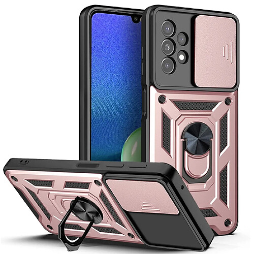 Coque en TPU anti-empreintes digitales avec béquille à anneau rotatif or rose pour votre Samsung Galaxy A13 4G