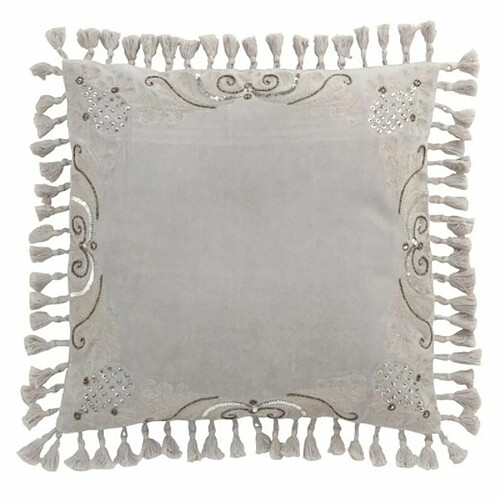 Paris Prix Coussin Déco à Pompons Marocain 45x45cm Gris