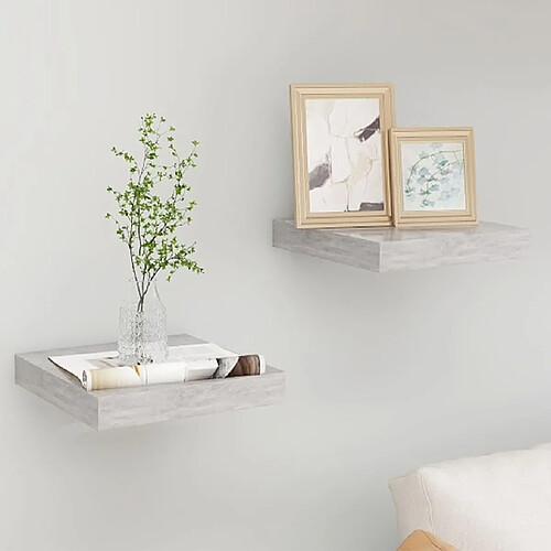 vidaXL Étagères murales flottantes 2 pcs gris béton 23x23,5x3,8 cm MDF