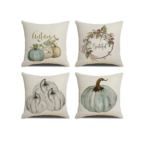 P60 4pcs 45 * 45cm Thanksgiving Motif de citrouille Taie d'oreiller en lin d'oreiller imprimé Coussin Coussin Coussin Coussin Décoration de la maison