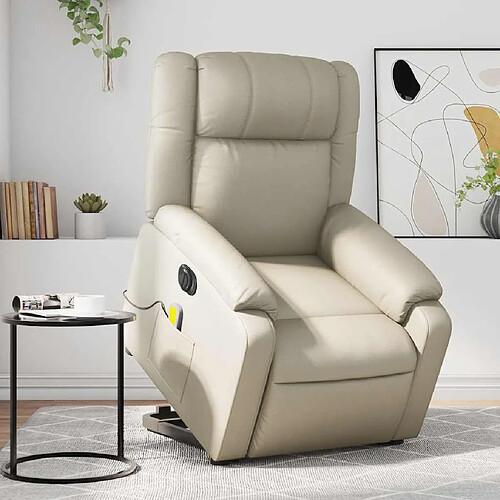 vidaXL Fauteuil inclinable de massage électrique crème similicuir