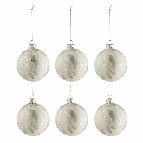 Paris Prix Lot de 6 Boules de Noël Marbre 8cm Blanc