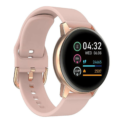 Universal Smartwatch pour téléphone IOS, traceur de fitness avec moniteur de fréquence cardiaque et de pression artérielle Notification d'appel de message IP68 Podomètre étanche 1.3 Full Touch Bluetooth Smartwatch, Anglais Fan Enfant Rose