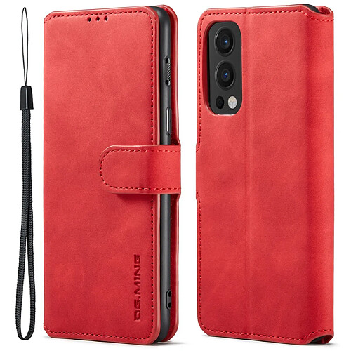 Etui en PU DG.MING style rétro avec support, rouge pour votre OnePlus Nord 2 5G