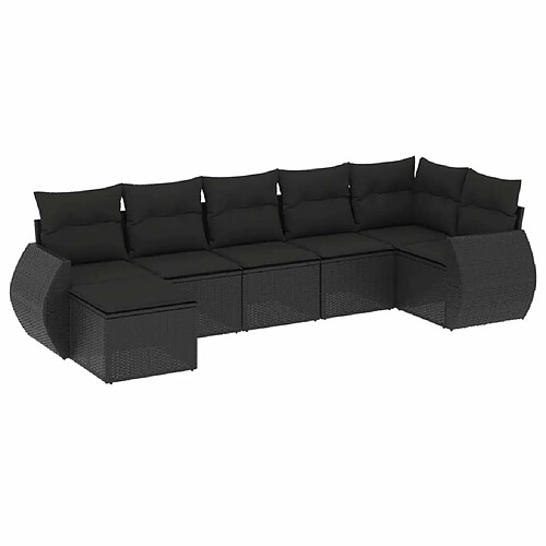 Maison Chic Salon de jardin 7 pcs avec coussins | Ensemble de Table et chaises | Mobilier d'Extérieur noir résine tressée -GKD97415