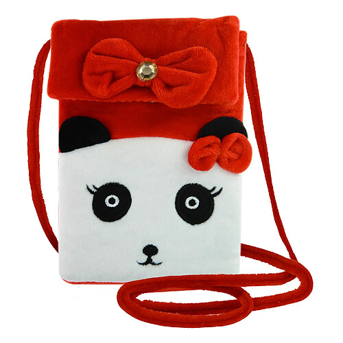 Avizar Pochette Bandoulière pour Smartphone en Tissu Design Panda Rouge et Blanc