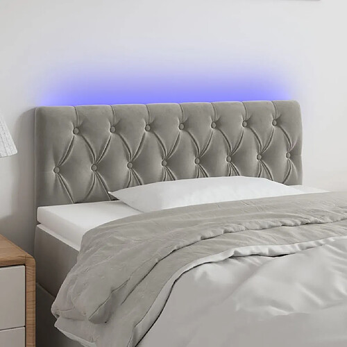 Maison Chic Tête de lit scandinave à LED,meuble de chambre Gris clair 90x7x78/88 cm Velours -MN60351